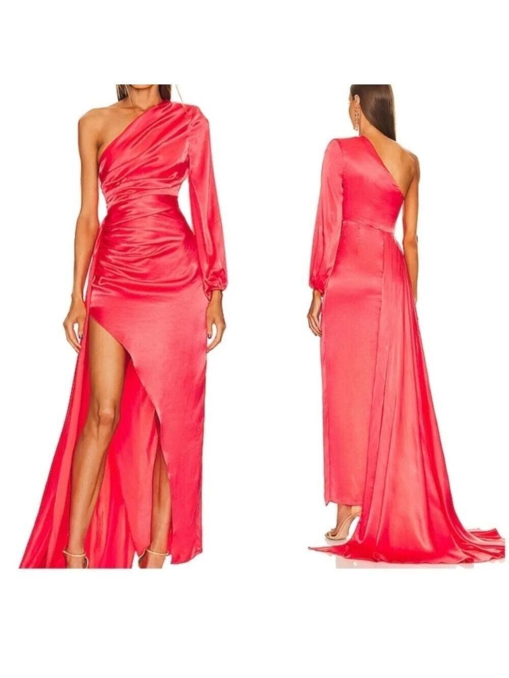 Michael Costello One-Shoulder Coral Dress
